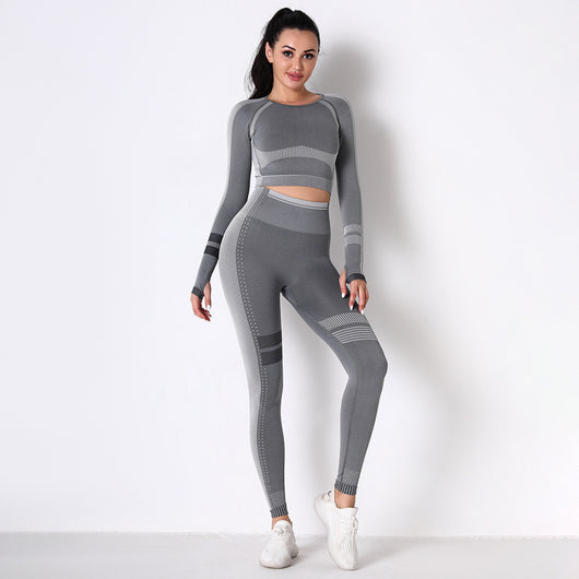 Conjunto de Yoga Tejido Transpirable sin Costuras Manga Larga - Image 10