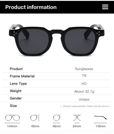 Black square-frame sunglasses with bright yellow lenses and small silver studs on the front corners. - Image 24