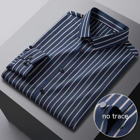 Camisa Elástica Sin Costuras con Rayas para Hombre - Image 3
