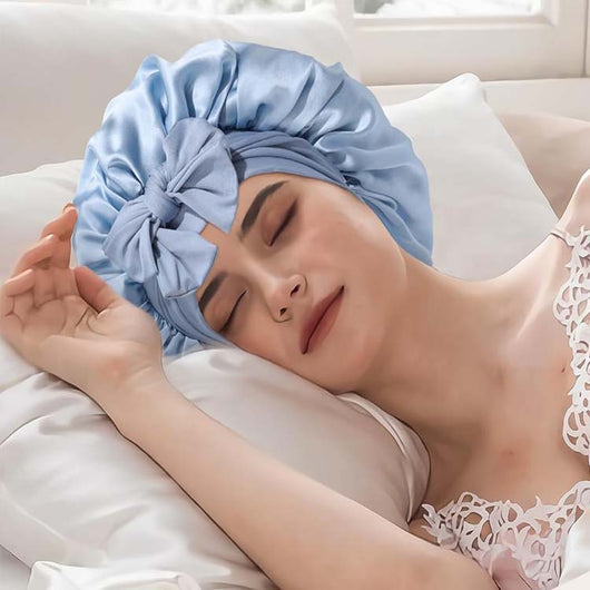 Gorro de Seda con Moño Elástico - Diseño Liso y Elegante