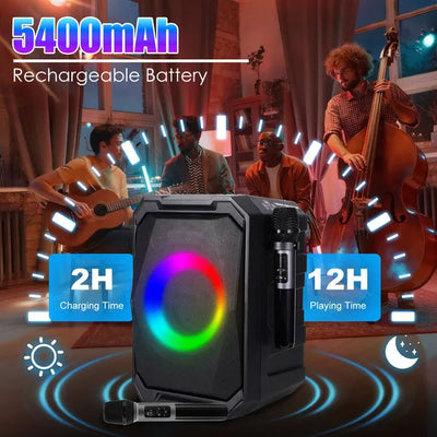 Parlante Portátil Inalámbrico para Fiestas con Luces LED, 2 Micrófonos y Control Remoto - Image 30