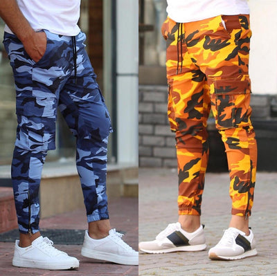 Pantalones Cargo Camuflaje Colorido con Cintura Elástica para Hombre - Image 11