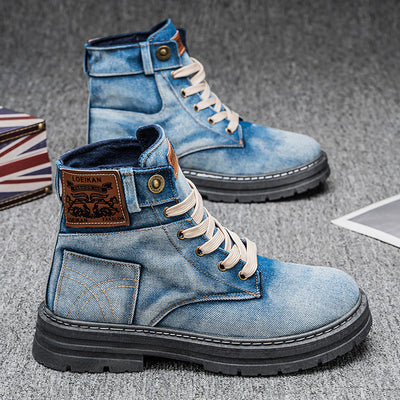 Botas Martin Denim Talla Grande para Hombre - Calzado de Trabajo Versátil