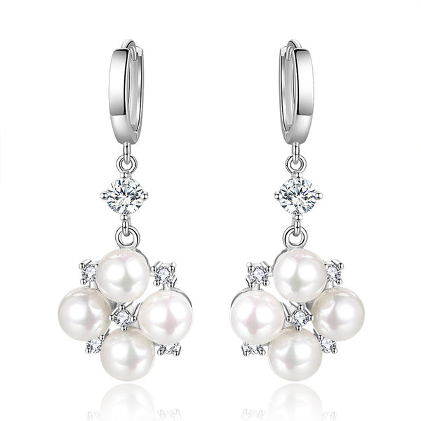 Aretes Largos con Perlas y Cristales Brillantes - Image 5
