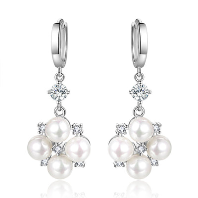 Aretes Largos con Perlas y Cristales Brillantes - Image 5
