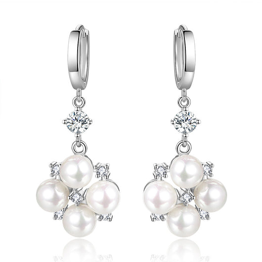 Aretes Largos con Perlas y Cristales Brillantes - Image 5