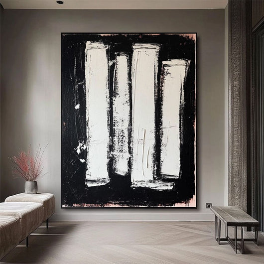 Cuadro Abstracto Blanco y Negro - Pintura al Óleo Moderna para Sala de Estar - Image 10