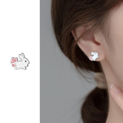 Aretes de Corazón Blanco Conejo Dulce - Diseño Femenino Tierno - Image 4