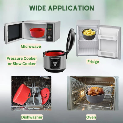 Silicone Air Fryer Liners Reusable, STURDY Air Fryer Accessories- Silicone Air Fryer Basket Liners- Air Fryer Pans- Air Fryer Inserts for 3-5QT - 7.5" - Tekeno