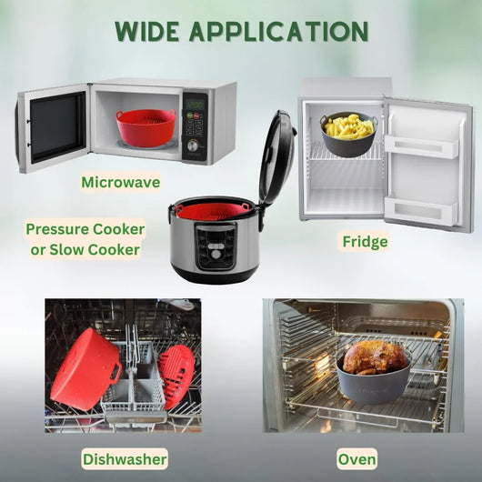 Silicone Air Fryer Liners Reusable, STURDY Air Fryer Accessories- Silicone Air Fryer Basket Liners- Air Fryer Pans- Air Fryer Inserts for 3-5QT - 7.5" - Tekeno