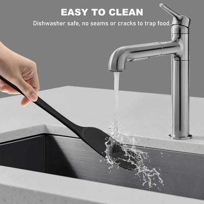 Silicone Spatula Set, Food Grade Rubber Spatula High Heat-Resistant Premium Bpa-Free One Piece Seamless Design Cooking Spatulas Dishwasher Safe Bpa-Free 4 Pack (Black) - Tekeno