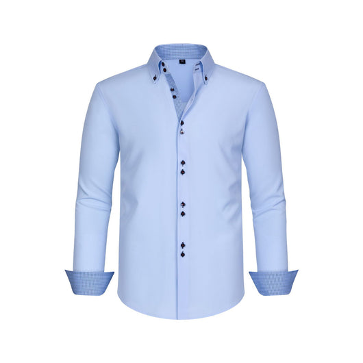 Camisa Hombre Estiramiento Cuádruple con Lunares y Bloques de Color - Image 26
