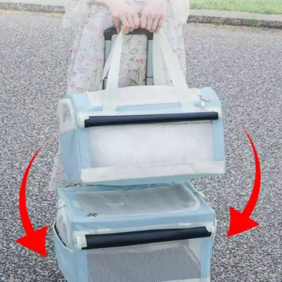Carrito Transportador Multimascotas Portátil y Transpirable para Gatos y Perros