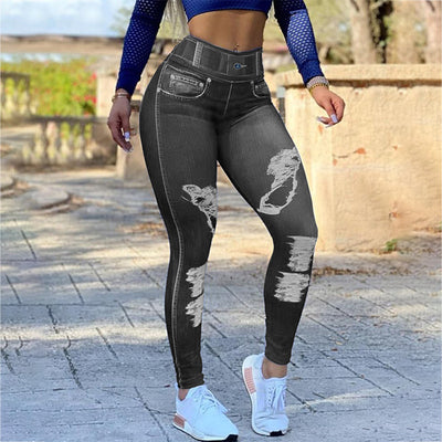 Leggings Tipo Denim de Cintura Alta con Máximo Estiramiento - Image 2