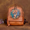 Mochila Vintage de Cuero con Doble Compartimento y Grabado Artesanal