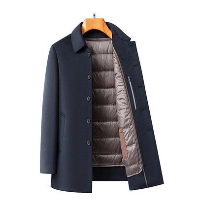 Abrigo de Lana Reversible con Solapa para Hombre Maduro - Image 9
