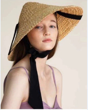 Sombrero de Paja Tejido Onda con Correa