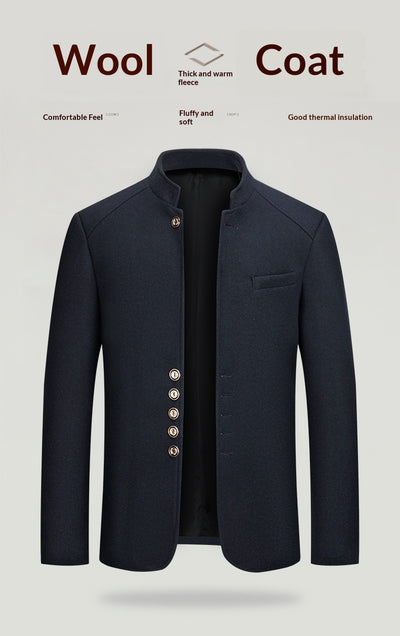 Traje Zhongshan de Lana Tweed con Cuello Mao - Elegancia Tailored Refinada - Image 16