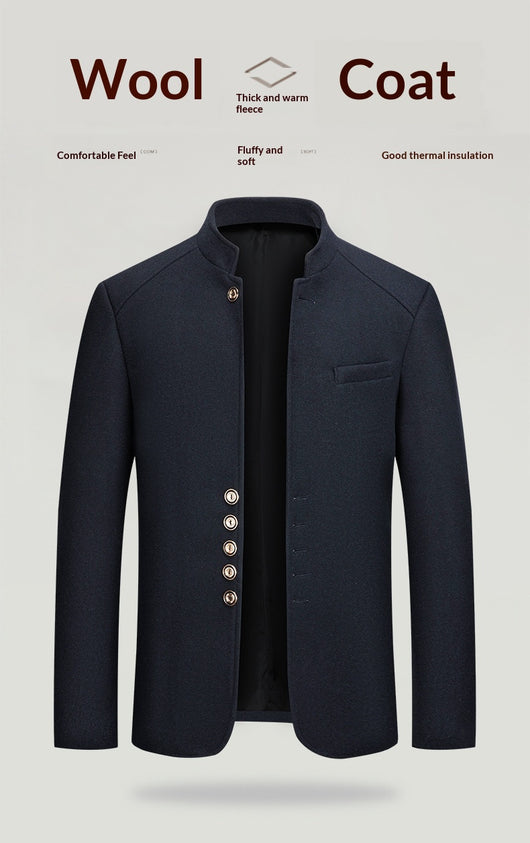 Traje Zhongshan de Lana Tweed con Cuello Mao - Elegancia Tailored Refinada - Image 16