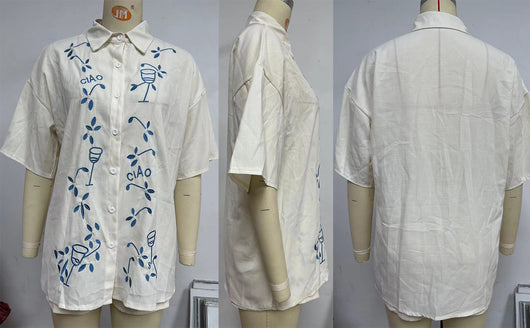 Conjunto Casual de Camisa Corta con Bordado 3D y Textura - Image 25