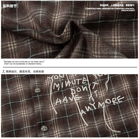 Camisa Hombre Otoño Manga Larga Tie-Dye Cuadros Estilo Retro Americano - Image 4