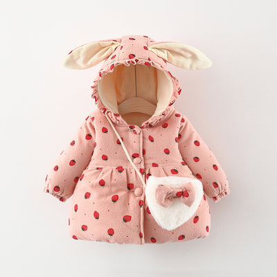 Abrigo de Algodón Niña con Forro Polar Estampado Frutas y Bolsa Incluida - Image 4