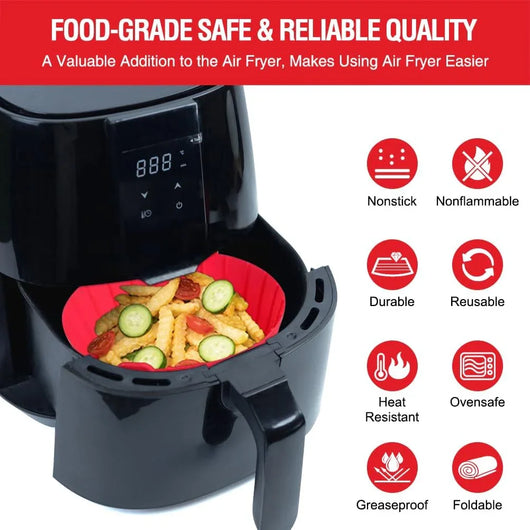 Small Air Fryer Silicone Liners for Cosori/Instant Pot/Chefman/Ninja/Dash/Bella/Gowise/Cosmo Air Fryer 2QT 2.1QT 2.3QT 2.5QT, 2 Pack Reusable Silicone Basket Pot Baking Tray Airfryer Accessories - Tekeno