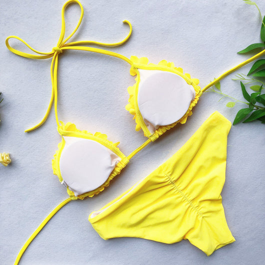 Bikini Triangular Floral Cosido - Estilo Europa Tendencia - Image 10