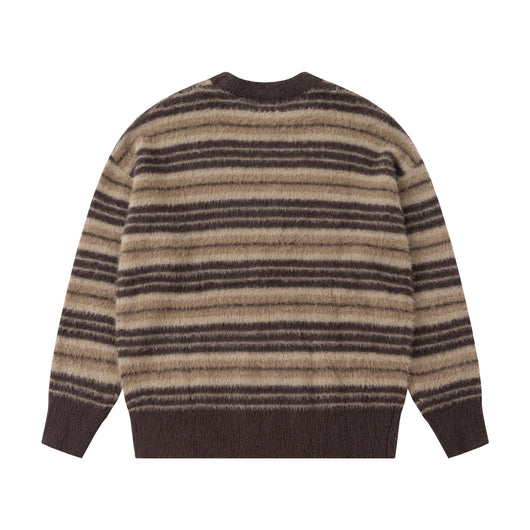 Suéter Unisex Maychao a Rayas con Cuello Redondo y Detalles Rotos - Image 18