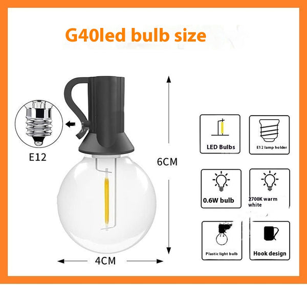 Guirnalda de Luces LED G40 Impermeable para Exteriores - Iluminación Festiva
