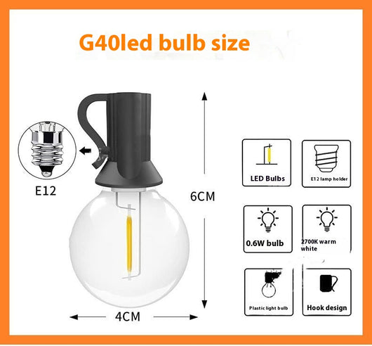 Guirnalda de Luces LED G40 Impermeable para Exteriores - Iluminación Festiva - Image 2