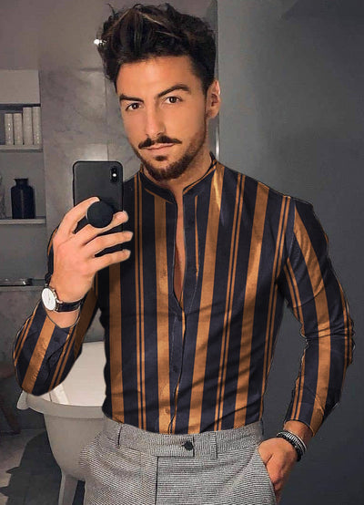 Camisa Casual de Manga Larga con Estampado Floral para Hombre - Image 10