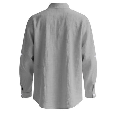 Camisa de Lino Transpirable para Hombre con Cuello Mao y Manga Larga - Image 22