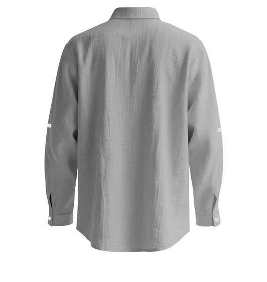 Camisa de Lino Transpirable para Hombre con Cuello Mao y Manga Larga - Image 22