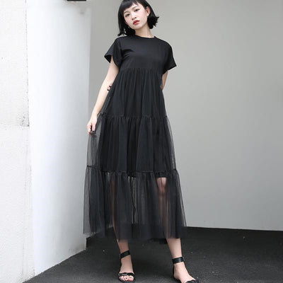 Vestido de Malla Simétrico con Manga Corta - Image 8