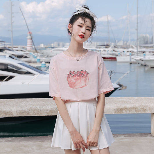 Camiseta Suelta de Algodón Estampada con Diseño Moderno para Mujer - Image 2