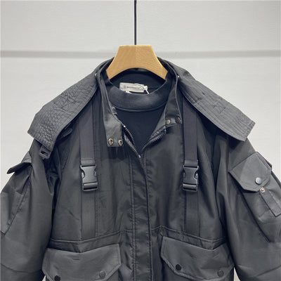 Chaqueta Hoodie Negra Suelta para Hombre - Image 12