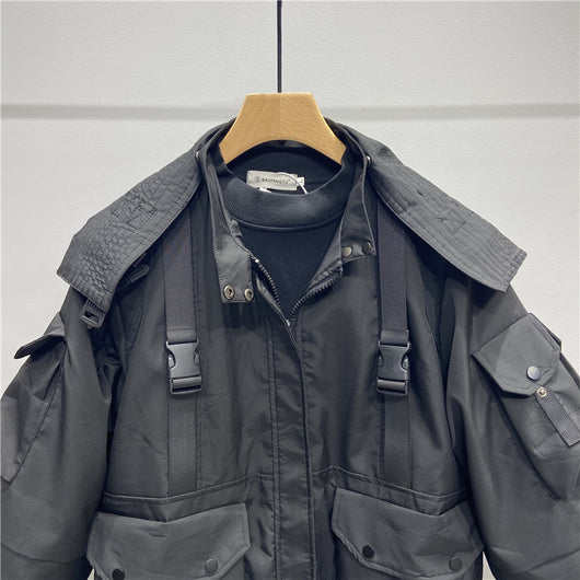 Chaqueta Hoodie Negra Suelta para Hombre - Image 12