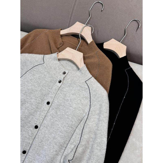 Cardigan de Lana Cuello Redondo Manga Larga Otoño-Invierno con Diseño Relajado y Estilizador - Image 11