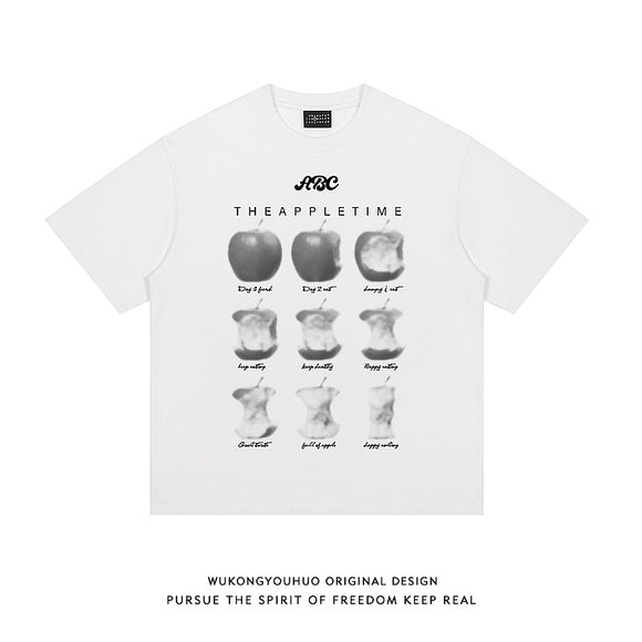 Camiseta Estampado Manzana Suelta Hombre - Diseño Casual Lovers