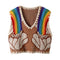 Blusa de Punto Escote V Rayas Arcoíris Jacquard