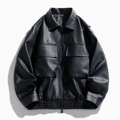 Chaqueta de Cuero PU Estilo Americano para Hombre con Cierre Doble - Image 10