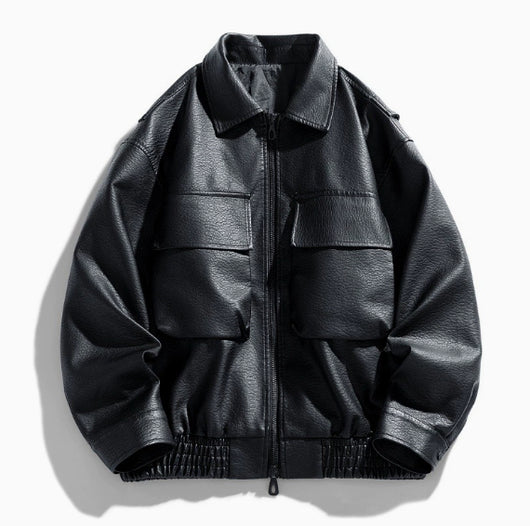 Chaqueta de Cuero PU Estilo Americano para Hombre con Cierre Doble - Image 10