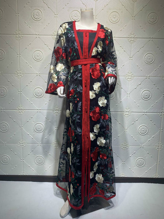 Vestido Dos Piezas con Encaje Bordado Transparente - Image 11
