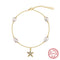 S925 Sterling Silver Plated Beach Style Pearl Five-pointed Star Pendant Anklet Electric 14K Gold Plated Anklet