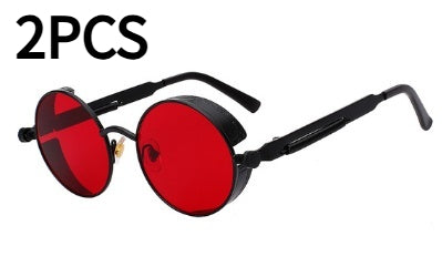 Austin Powers vintage round metal frame sunglasses with clear lenses, gold frames, and black temple tips. - Image 29