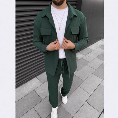 Traje Casual de Pana para Hombre - Camisa y Pantalón Coordinado - Image 16