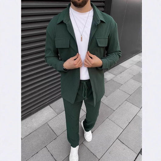 Traje Casual de Pana para Hombre - Camisa y Pantalón Coordinado - Image 16