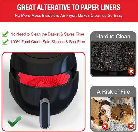 Small Air Fryer Silicone Liners for Cosori/Instant Pot/Chefman/Ninja/Dash/Bella/Gowise/Cosmo Air Fryer 2QT 2.1QT 2.3QT 2.5QT, 2 Pack Reusable Silicone Basket Pot Baking Tray Airfryer Accessories - Tekeno