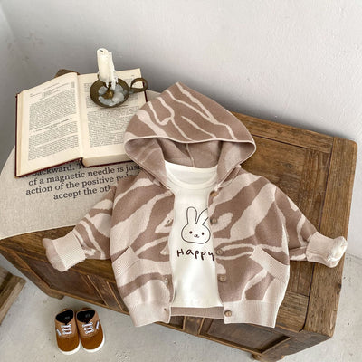 Cardigan Tejido Infantil con Capucha y Textura Jacquard